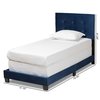 Baxton Studio Caprice Modern and Contemporary Glam Navy Blue Velvet Fabric Twin Size Panel Bed 183-11256-Zoro